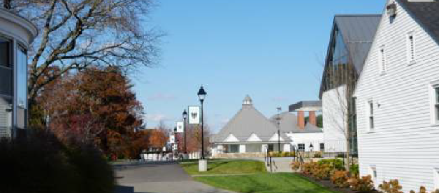 Brooks Admissions building street lamps
